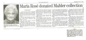 Gustav Mahler-Alfred Rosé Collection - Donation